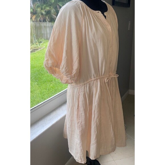 OLD NAVY SZ LARGE Soft Yellow Puff Sleeve Cotton Romantic Flirty Light-Weight - Picture 5 of 8